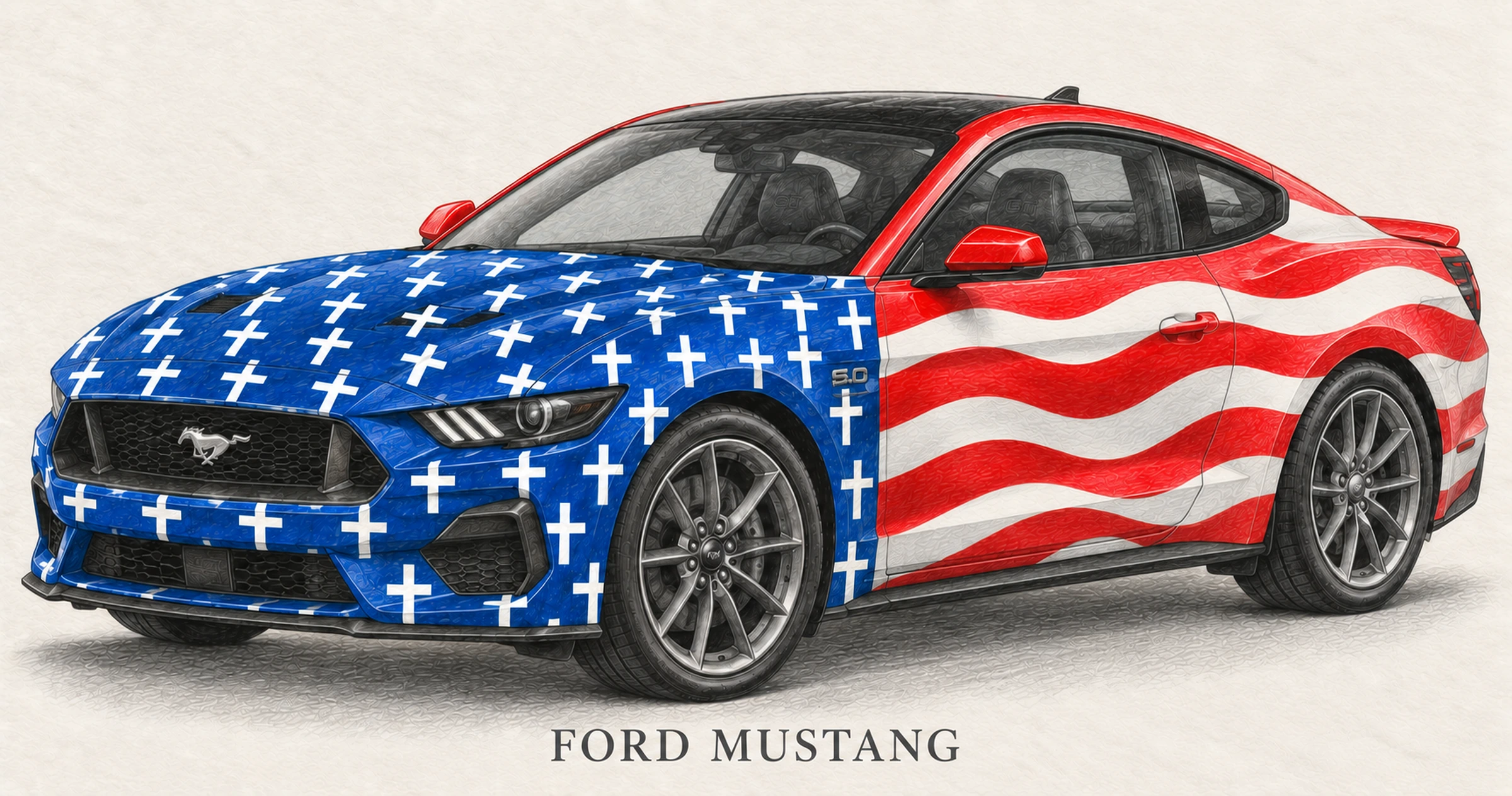 Illustrazione del concept della Ford Mustang.