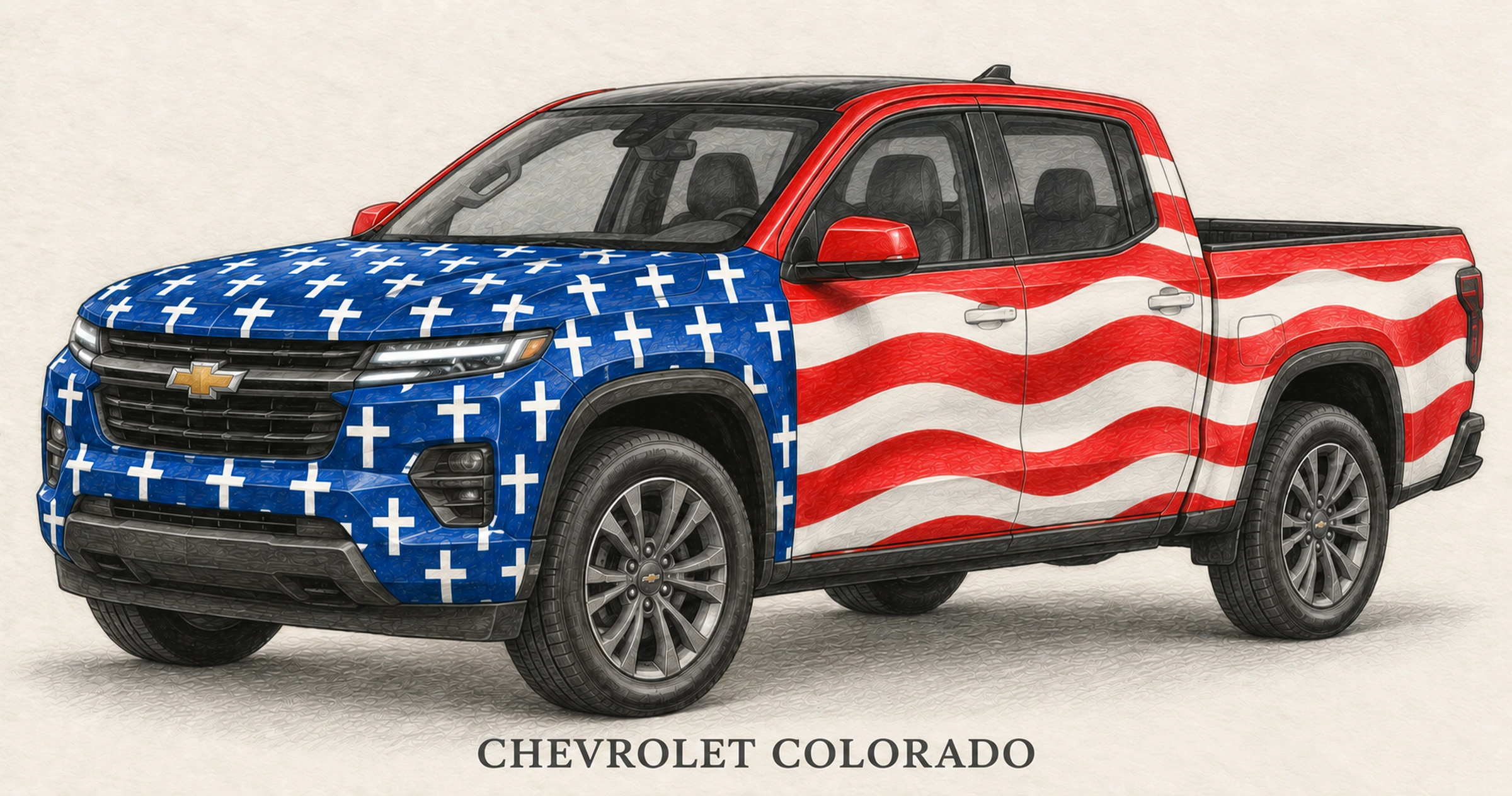 Illustrazione del concept di rivestimento per Chevrolet Colorado.
