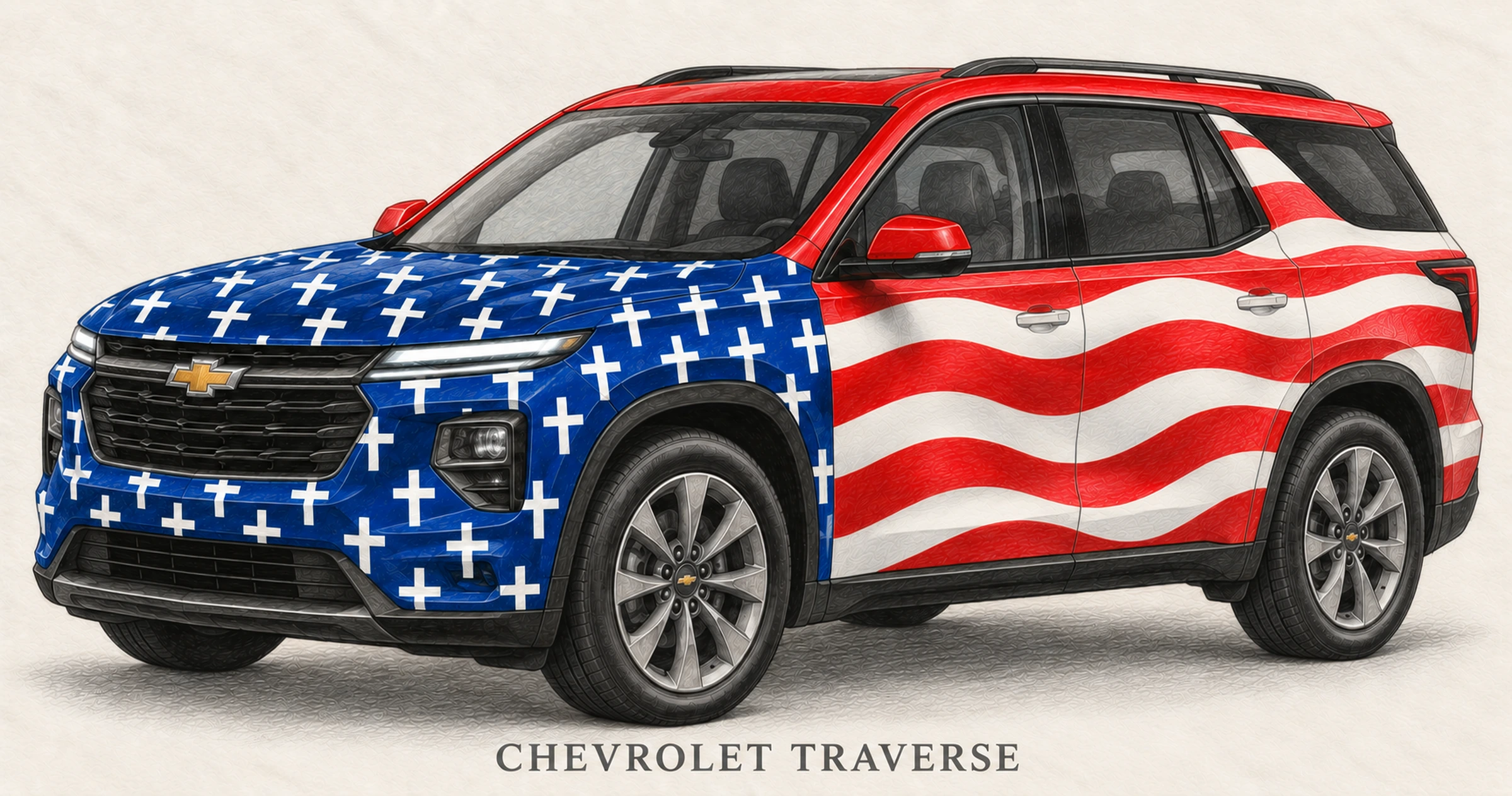 Illustrazione concettuale della pellicola adesiva per la Chevrolet Traverse.