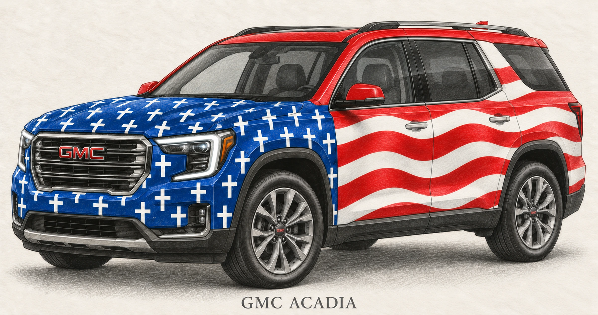 Illustrazione del concept wrap della GMC Acadia.