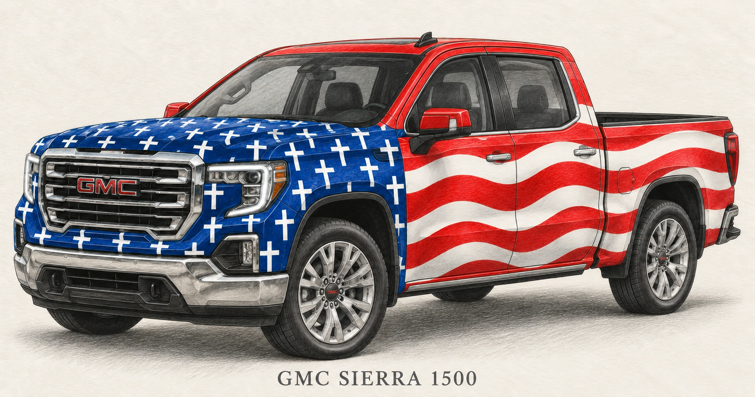 Illustrazione del concept di rivestimento GMC Sierra 1500