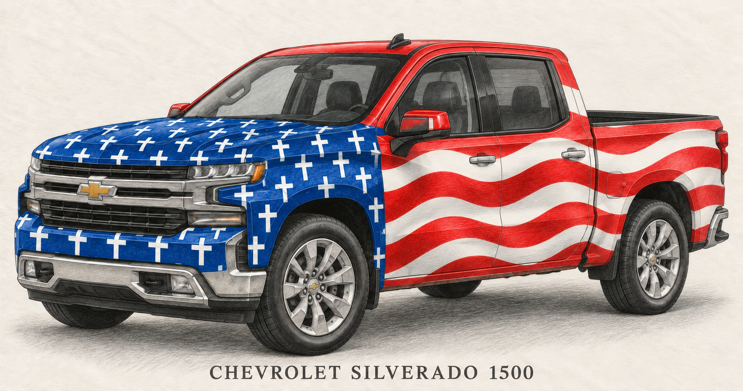 Illustrazione del concept di rivestimento per Chevrolet Silverado 1500